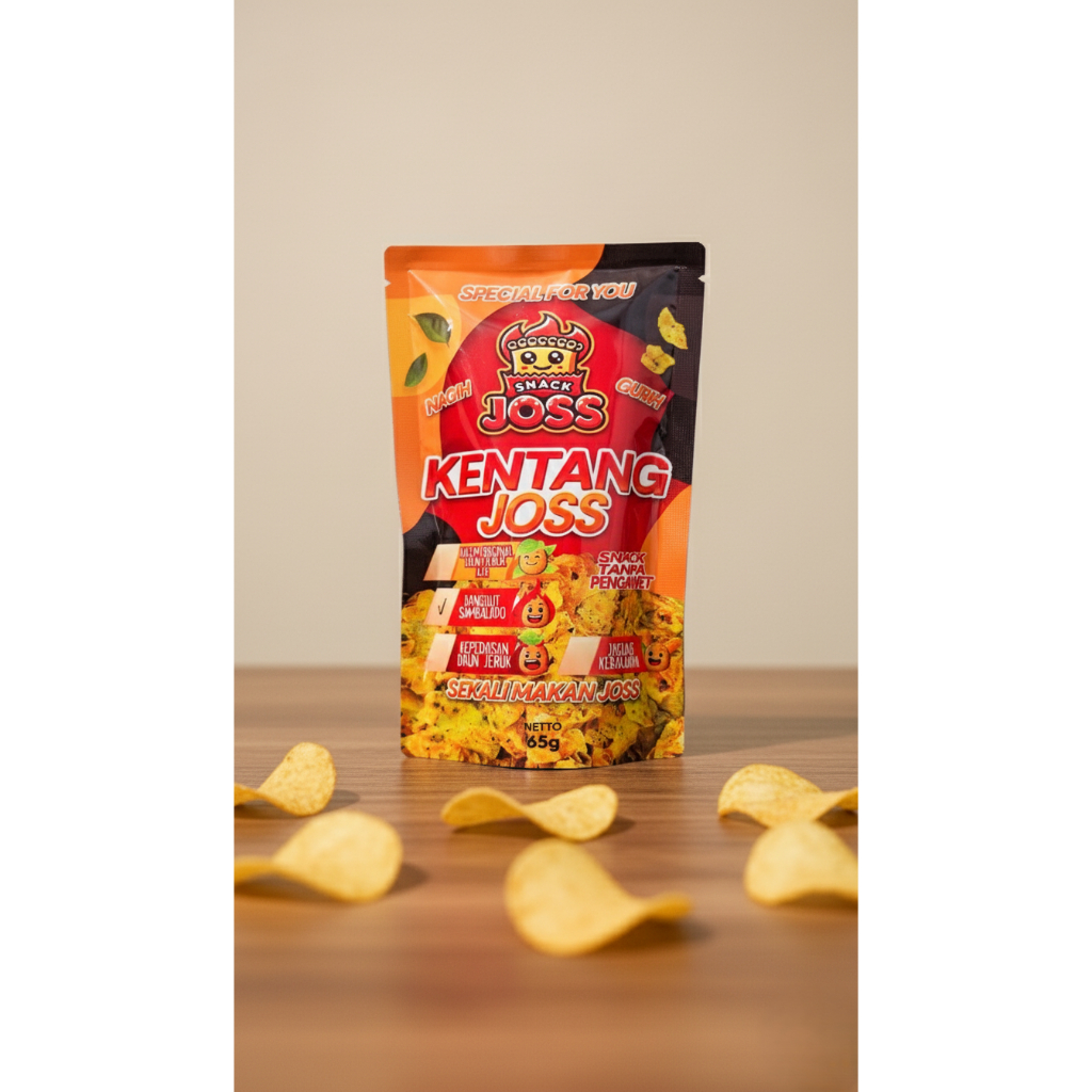 SnackJoss Kentang 65g Snack Keripik Kentang Serut Original Asin Gurih Daun Jeruk Paket Beli 4 Gratis