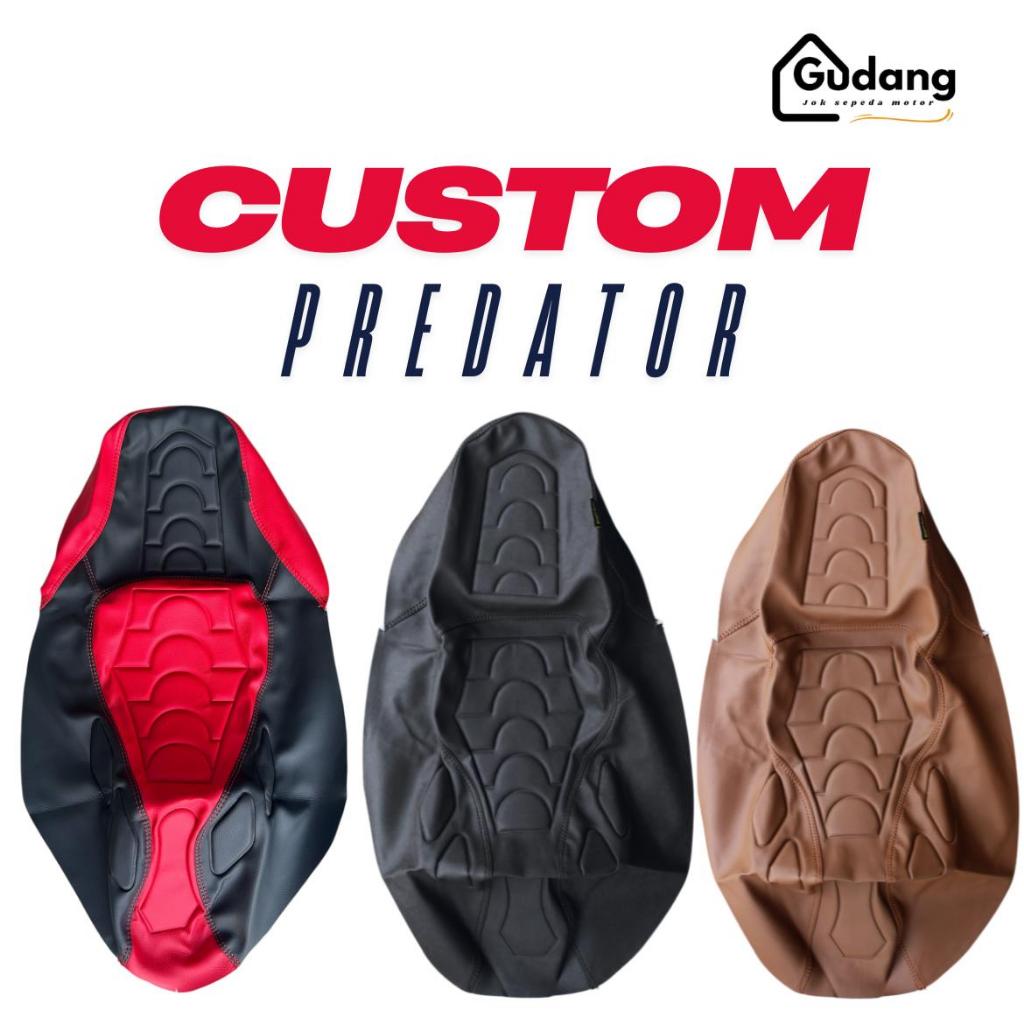 cover jok variasi kulit jok CUSTOM PREDATOR nmax,pcx,aerox,beat,scoopy,genio,vario,xride,motor bebek