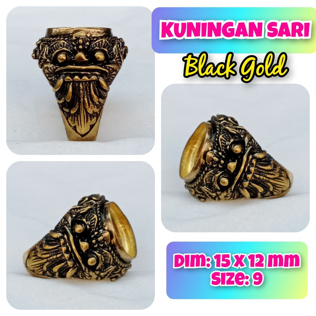 cincin emban batu akik kuningan Perunggu.85