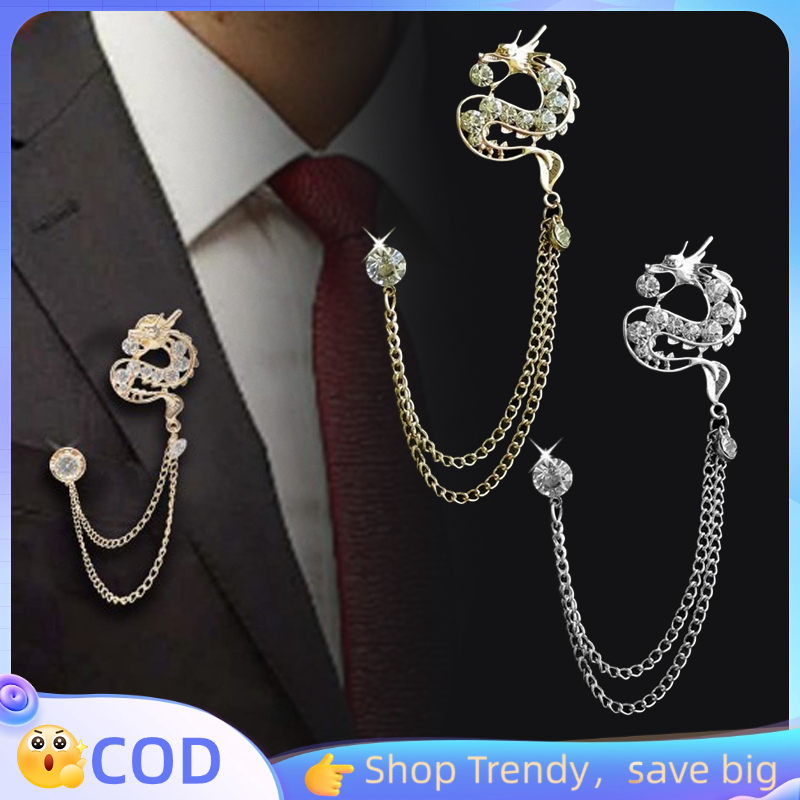 Bros Naga Silver Chain Lapel Pin Rantai Bros Jas Pin Rantai Jas