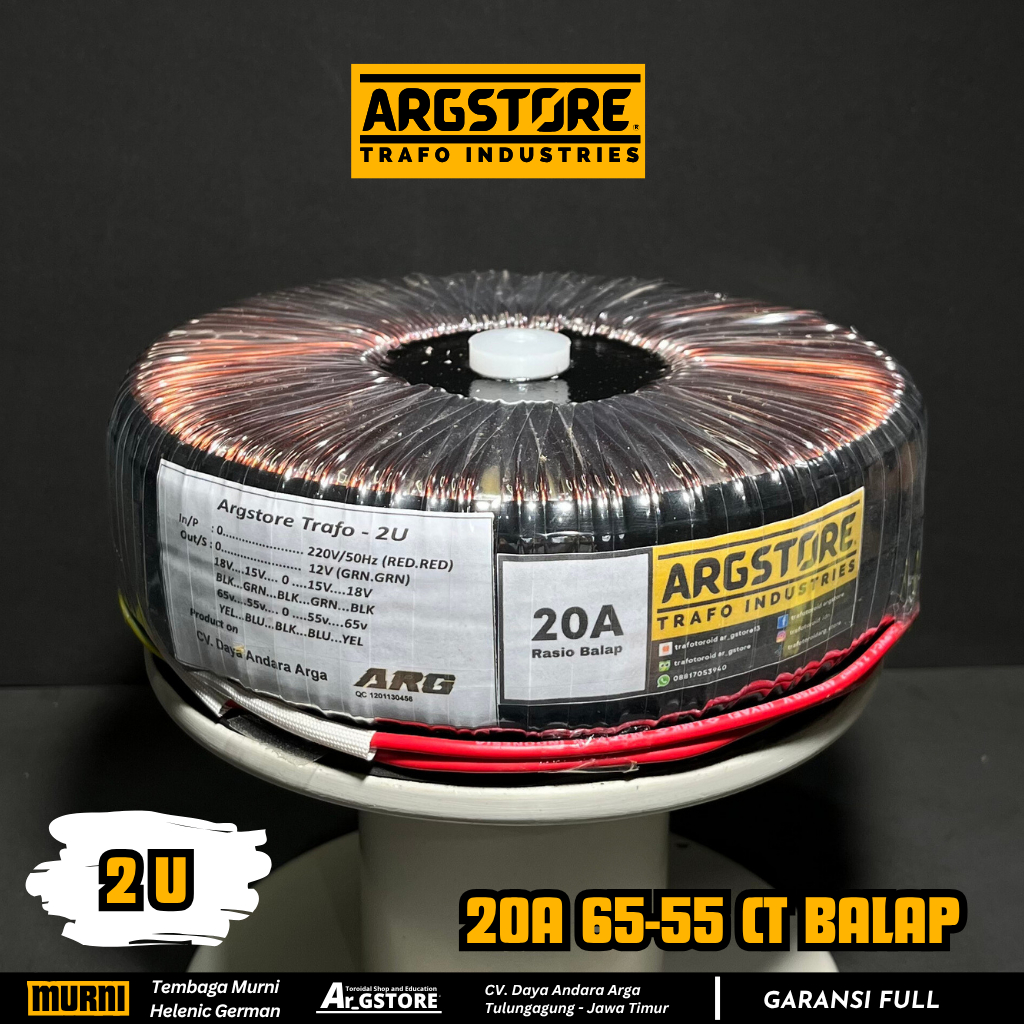 Trafo toroid donat 20A 65V CT (murni) - Spesfikasi balap