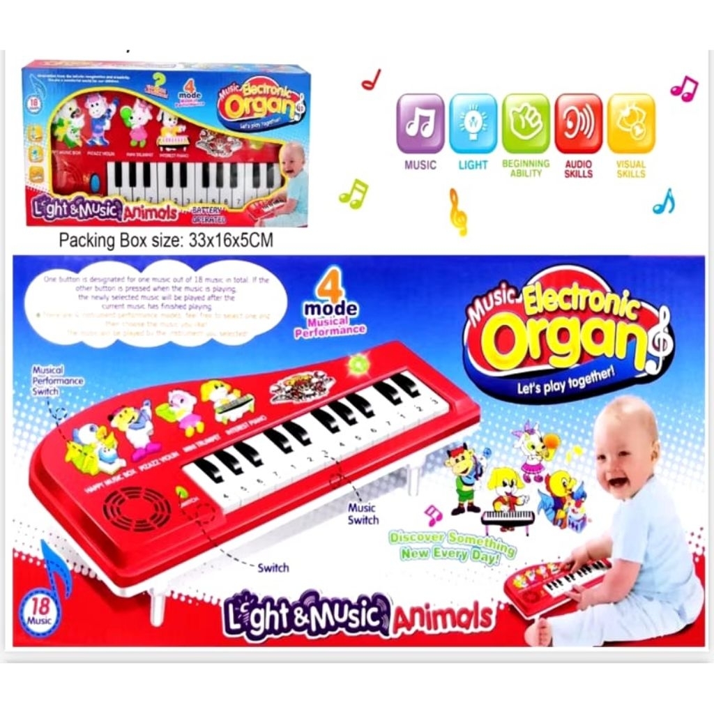 KIDZOONAA - MAINAN ANAK PIANO KEYBOARD 8081A / MAINAN ALAT MUSIK PIANO ORGAN / ELECTRONIC ORGAN / KE