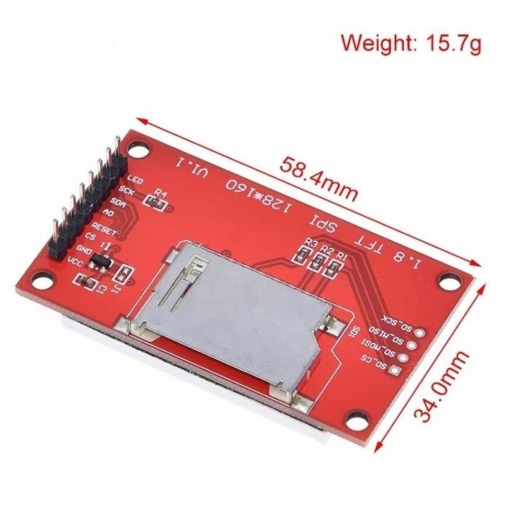 LCD TFT 1.8" SPI Serial ST7735 128x160 piksel