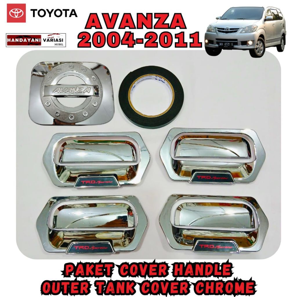 Paket Cover Handle Outer Pintu Tank Cover Toyota Avanza 2004 2011 Chrome