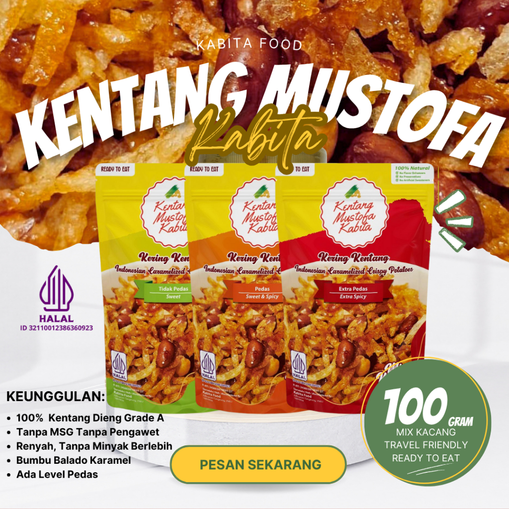 Kering Kentang Mustofa Kabita Mix Kacang - Pouch 100g (Daun Jeruk)