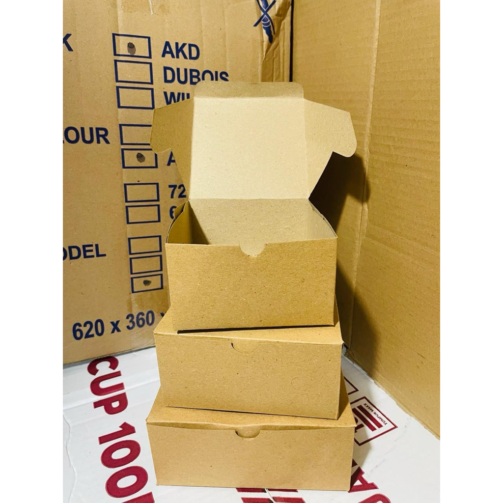 25pcs Kardus Snack Warna Coklat 12x12 12x14 12x16cm/Dus Kue Warna Coklat/Kardus Kue Coklat