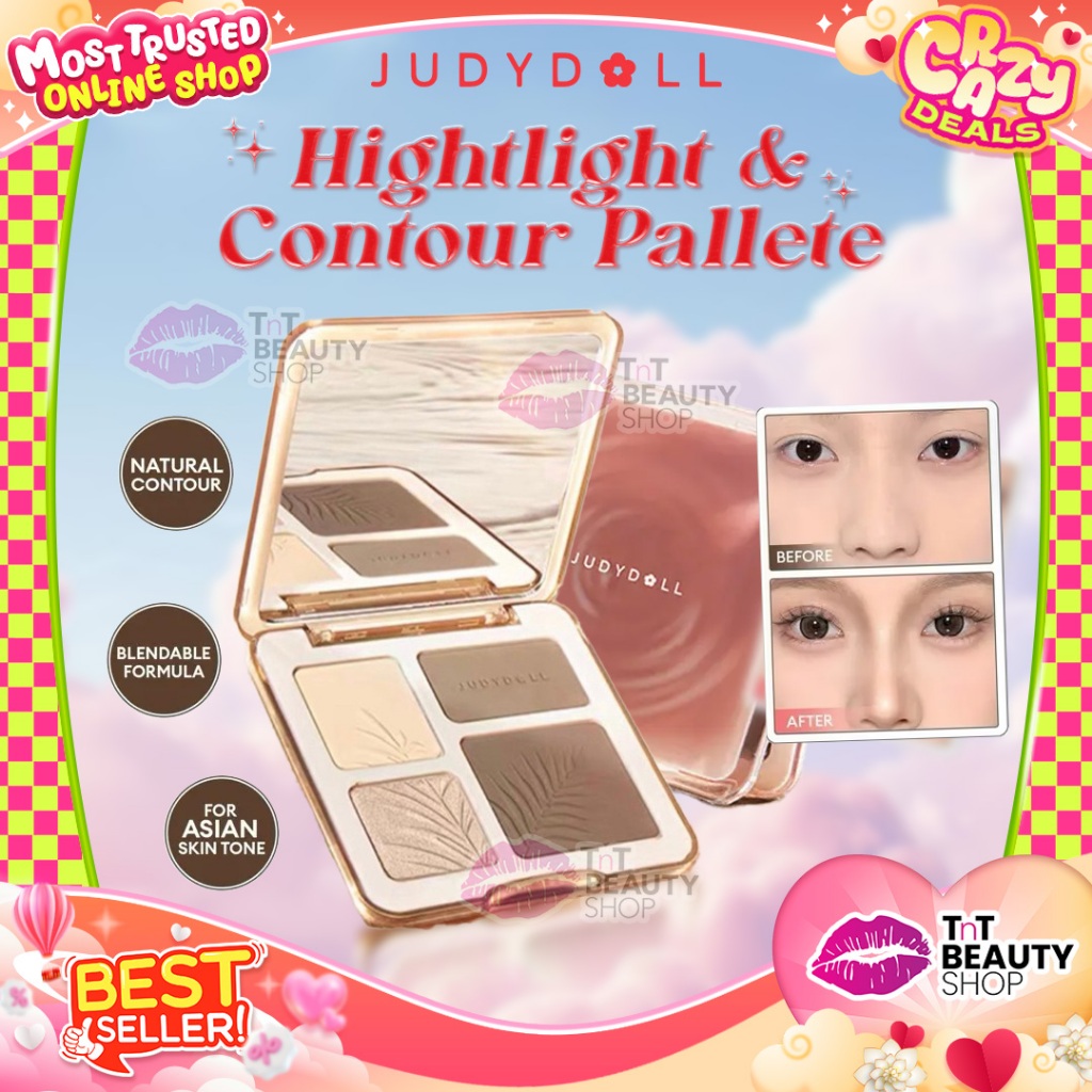 Judydoll Highlight & Contour Palette Shading Powder Cool Tone LongLasting | TnT Beauty Shop