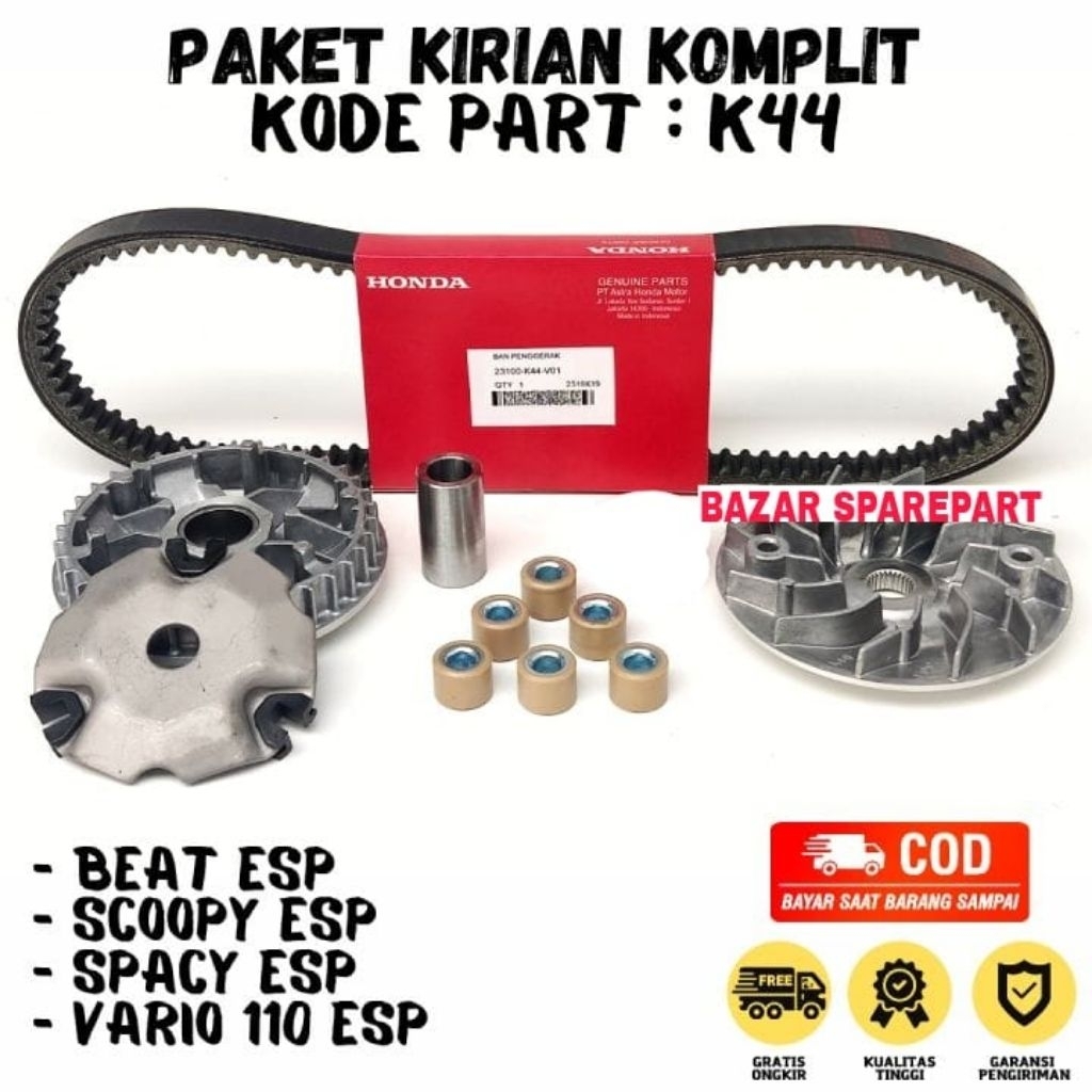 100% ORIGINAL paket CVT Honda kode K44 untuk beat pop, Beat Fi (bukan rangka esaf), Beat Esp fi (buk
