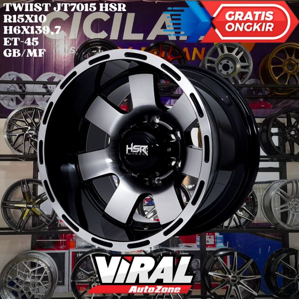 Velg Mobil Celong Ring 15 HSR TWIIST R15 LEBAR 10 Inch Lobang 6 Pcd 6x139,7 Et-45 Black Polish