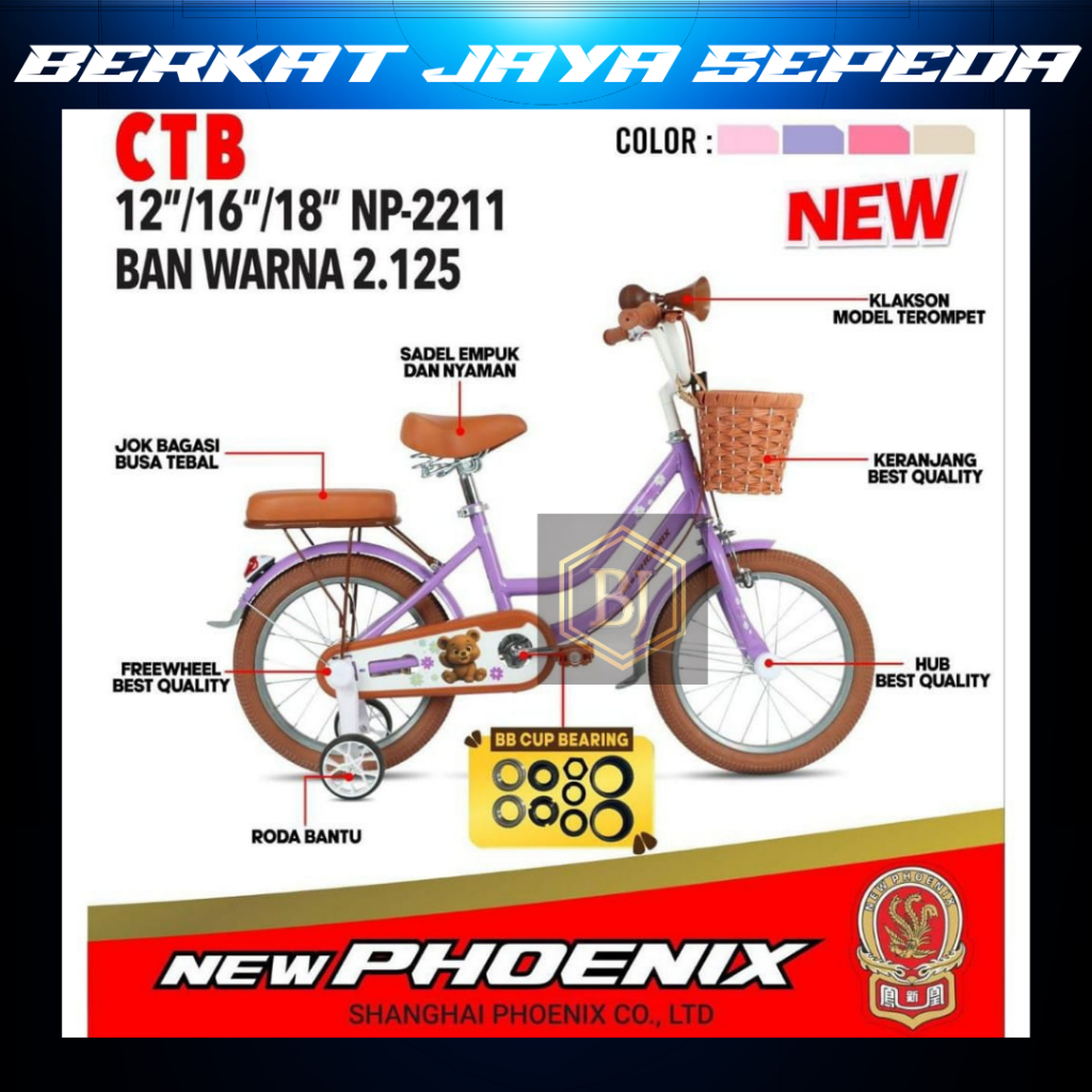 SEPEDA MINI 16 NEW PHOENIX 2211 / SEPEDA MINI / SEPEDA ANAK CEWEK / SEPEDA ANAK SD