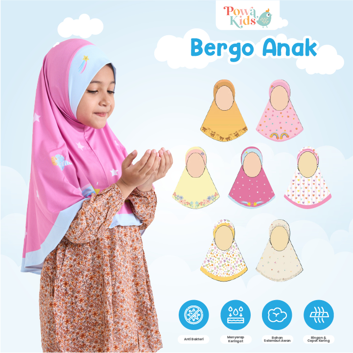 POWAKIDS - HIJAB BERGO ANAK | Hijab Bergo Anak Motif Instant