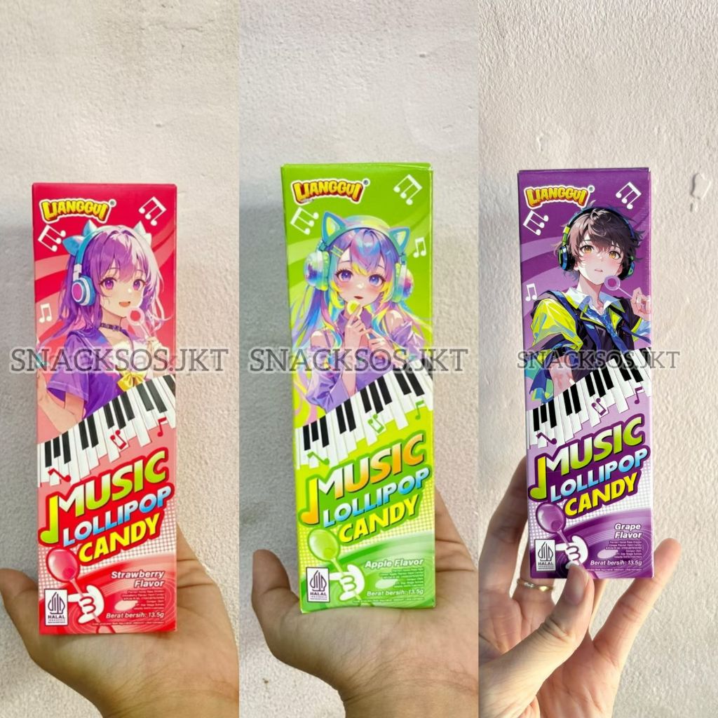 LIANGGUI MUSIC LOLLIPOP CANDY STRAWBERRY / APPLE / GRAPE 13.5G