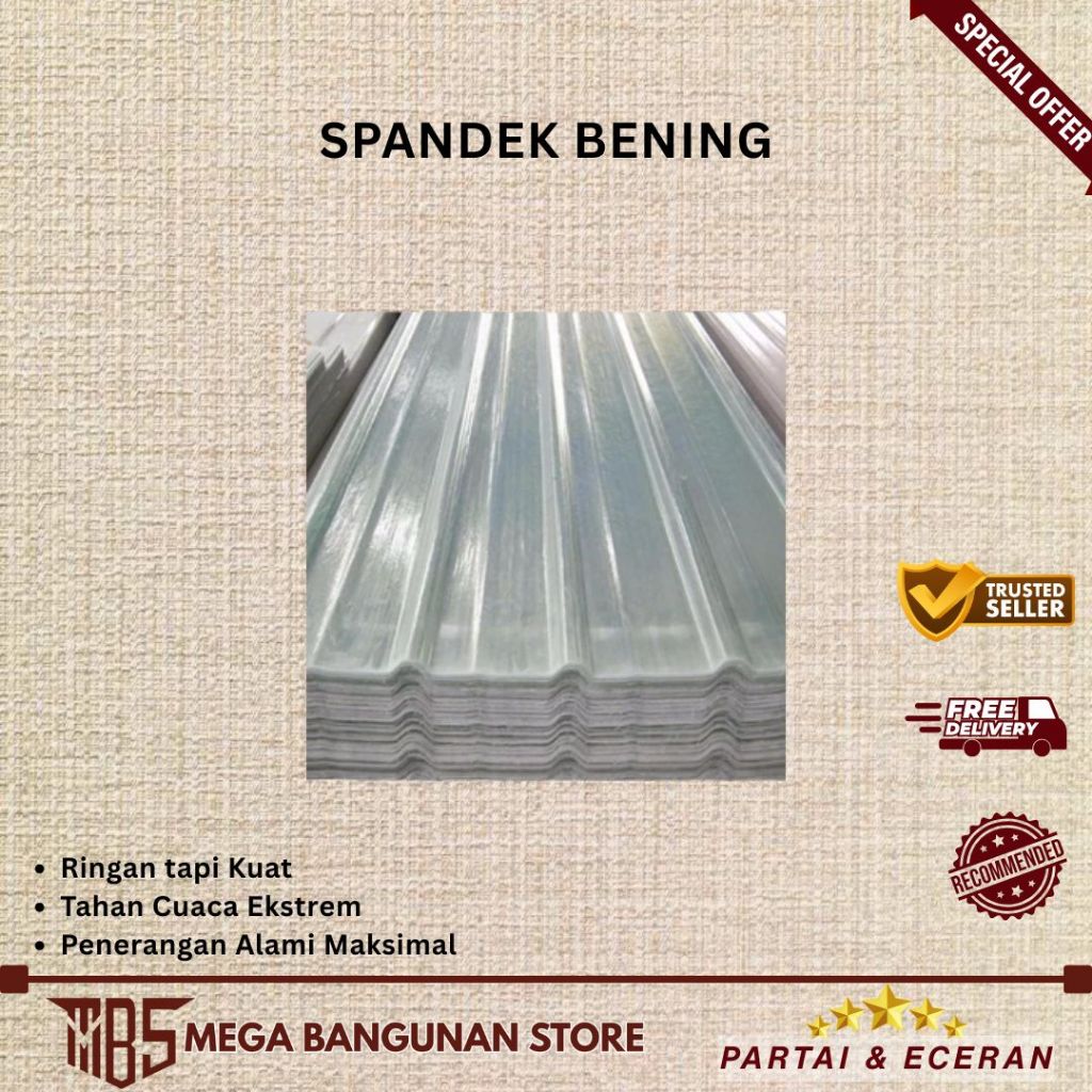 Atap Spandek/Atap Spandex Bening/Transparan ( 3M,5M,6M)