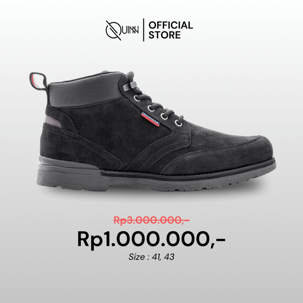 Tommy Hilfiger Boots Outdoor Corporate Mix Black Men Shoes / Sepatu Boot Pria Leather Hitam