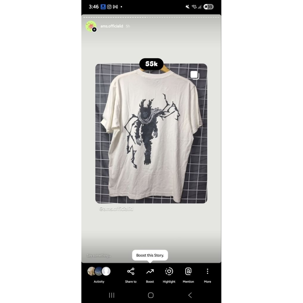 kaos ut anime warna putih