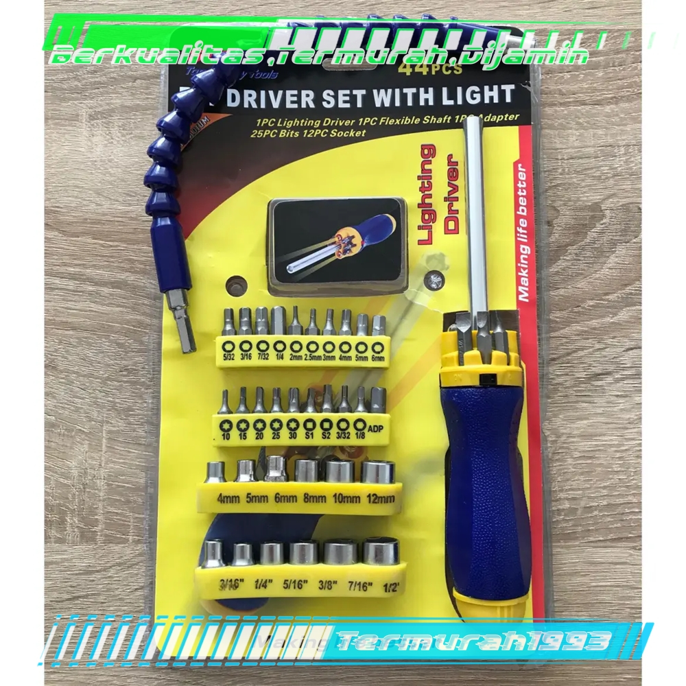 OBENG SET 44 MATA - BERLAMPU Dengan Ekstensi Mata Bor Fleksibel ALAT PERKAKAS TERMURAH