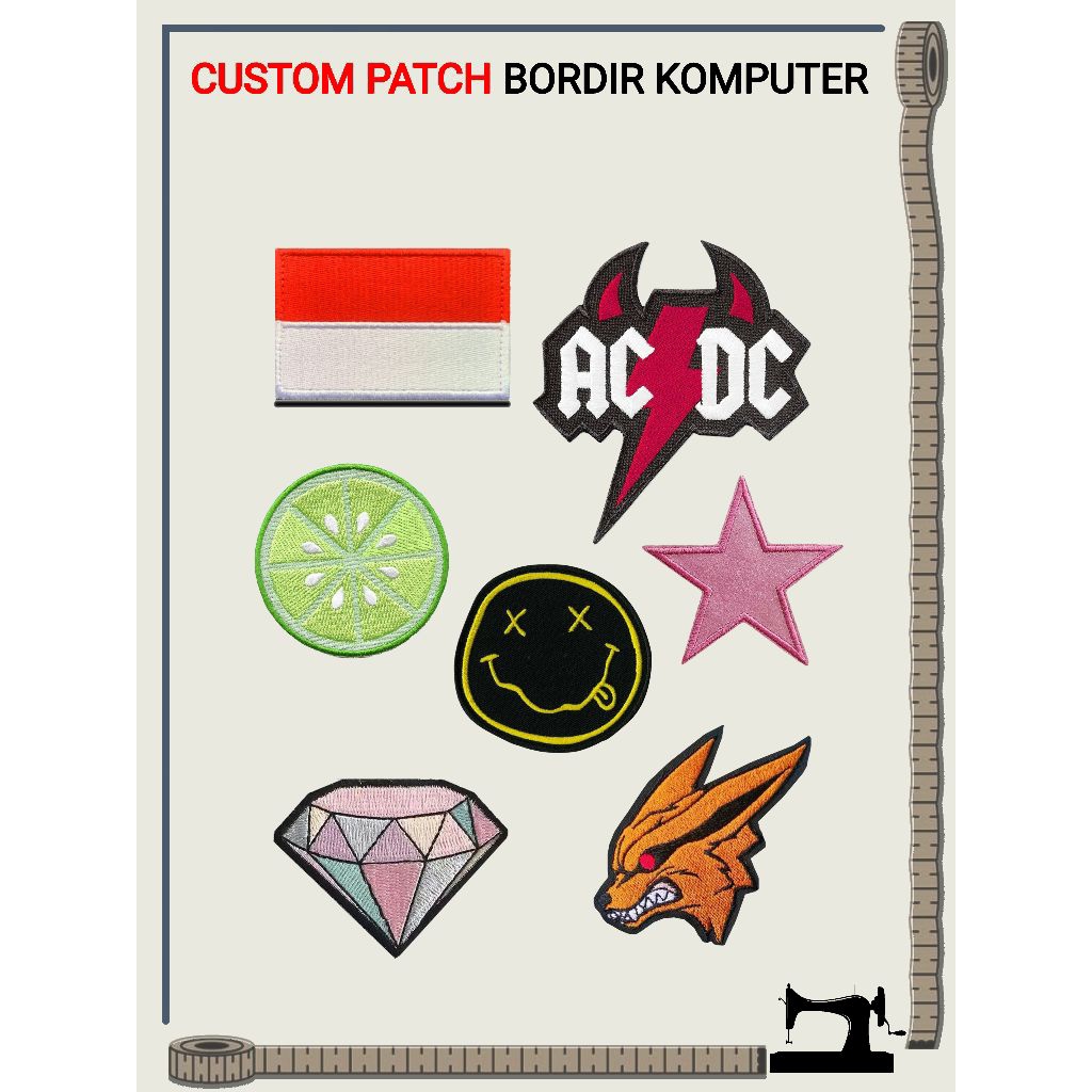 Bordir Custom Logo Patch Emblem Aksesoris Ukuran Sedang Dan Besar