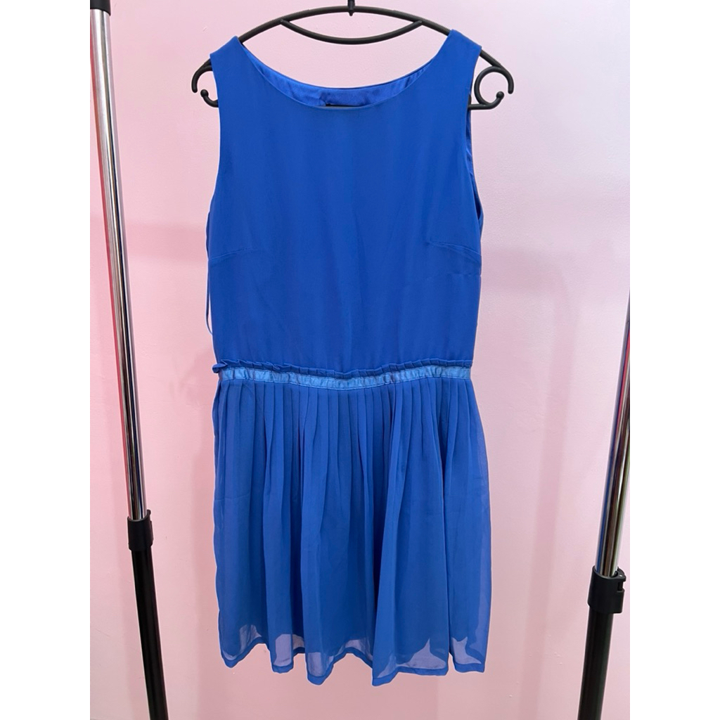 PRELOVED MANGO PLEATS DRESS BLUE SIZE L