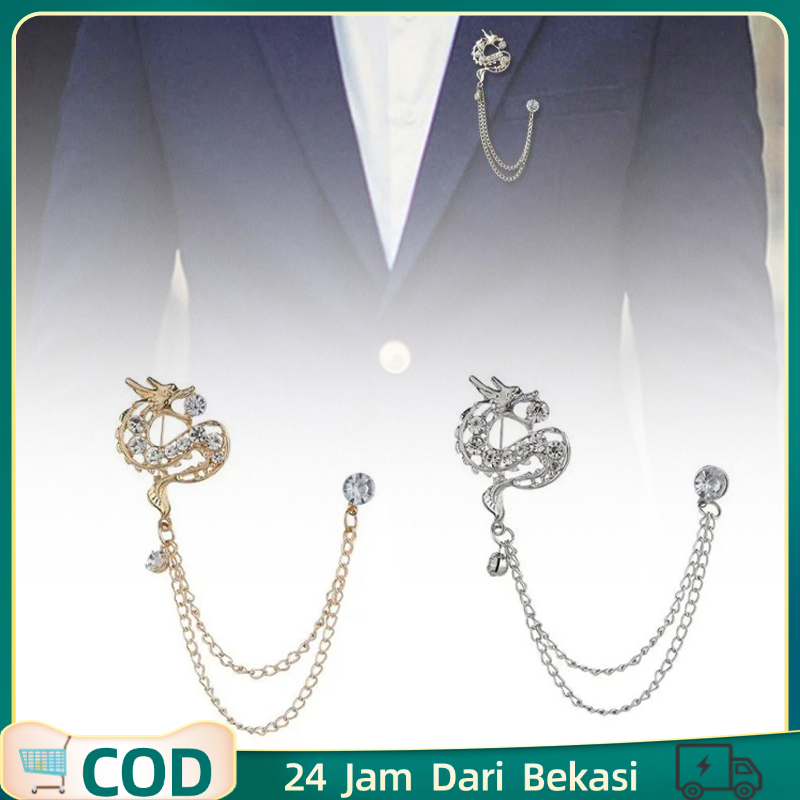 Pin Rantai Jas Metal Dragon Pin Naga Brooch Jas Lapel Pin
