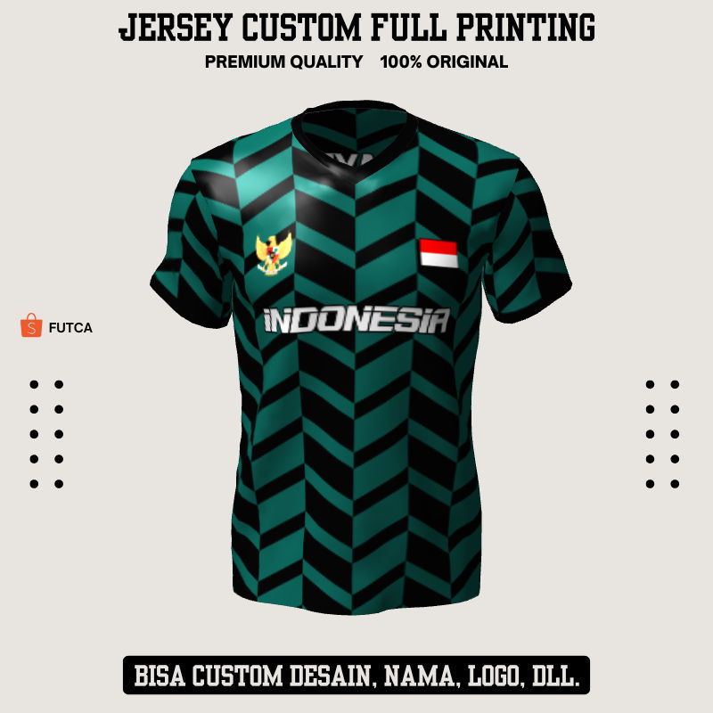 Kaos Jersey Futsal Hijau Hitam Motif Geometris 479 - Jersey Olahraga Custom Full Printing