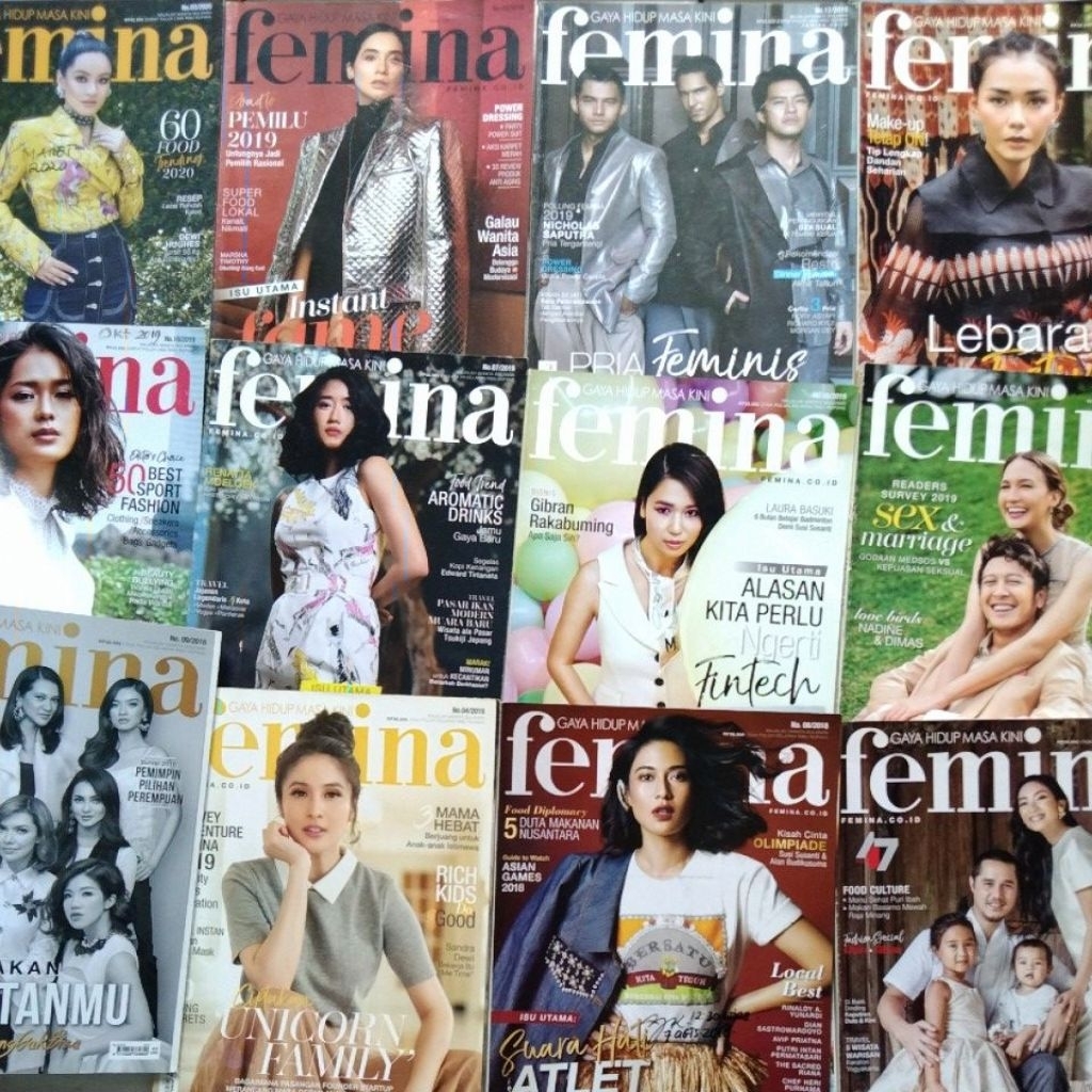 majalah Fashion FEMINA Edisi Tahun 2017, 2018, 2019, 2020 majalah Preloved