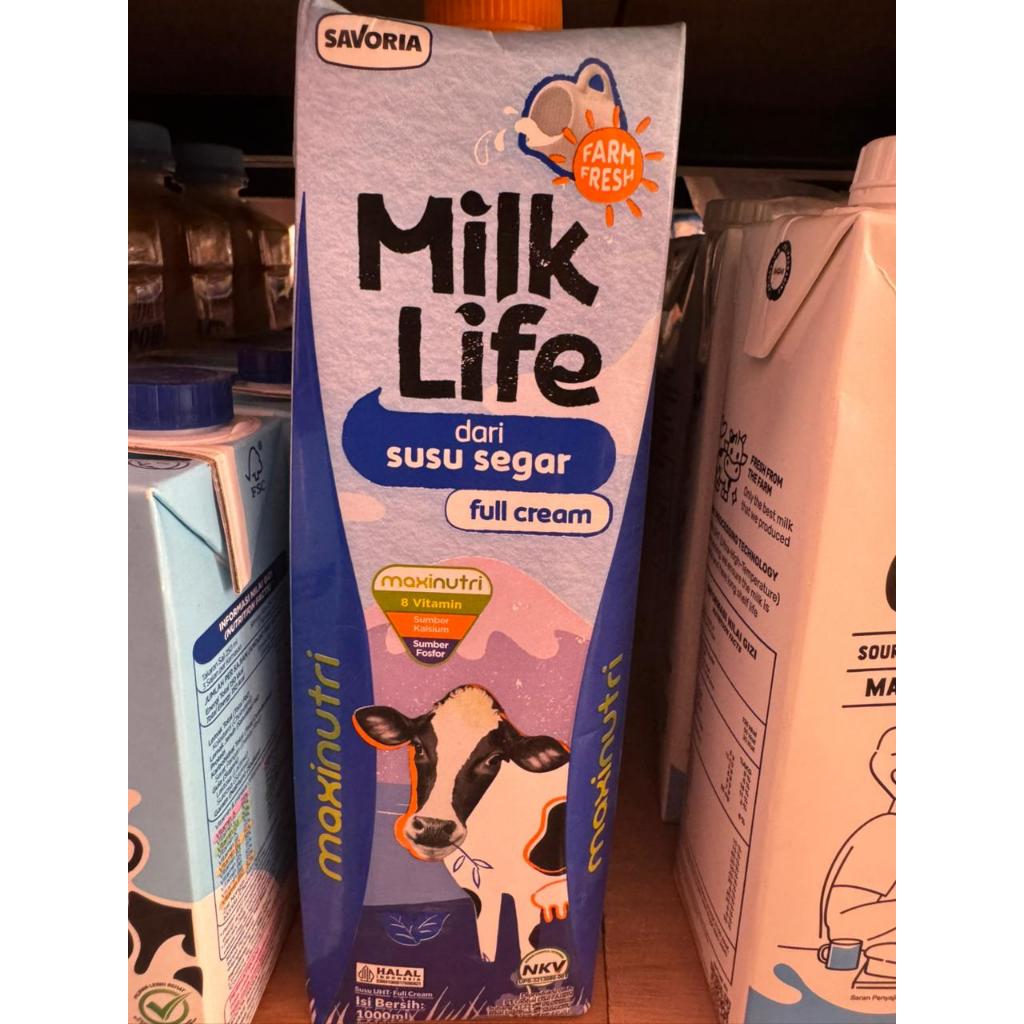susu uht milk life 1 liter/susu uht milk life full cream