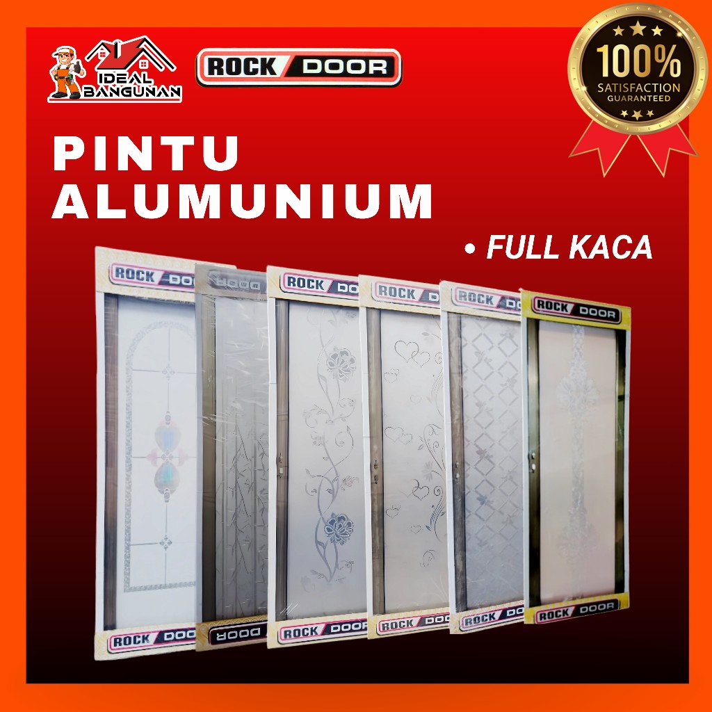PINTU ALUMINIUM ROCK DOOR FULL KACA GOLD PACKINGAN DENGAN KARDUS DAN KAYU | PINTU KAMAR MANDI ALUMUN