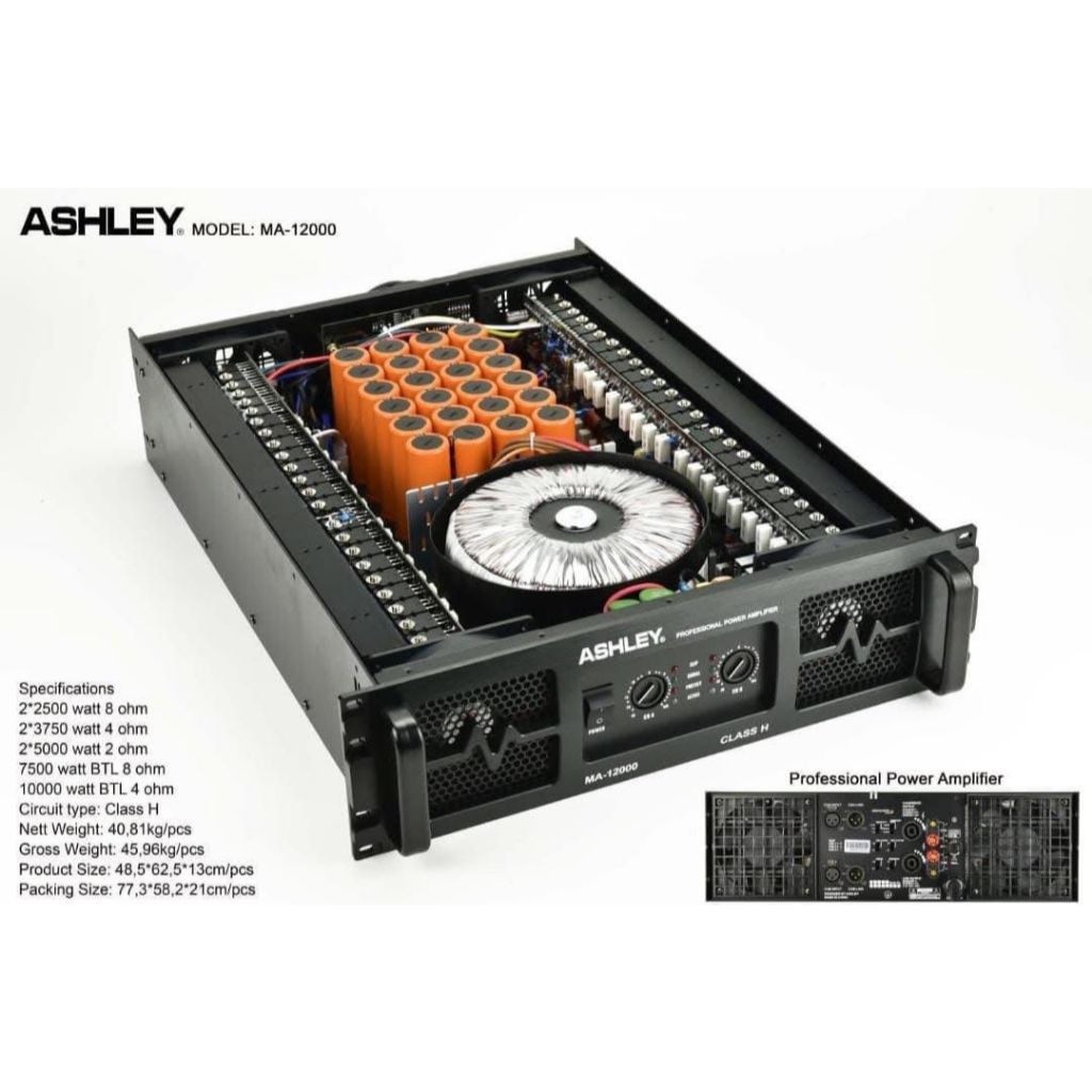 MA-12000 POWER AMPLIFIER ASHLEY ORIGINAL / POWER AMPLIFIER CLASS H / MA12000 ASHLEY / MA 12000