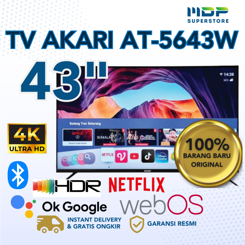 LED TV AKARI 43" AT-5643W ( SMART TV/UHD/4K)
