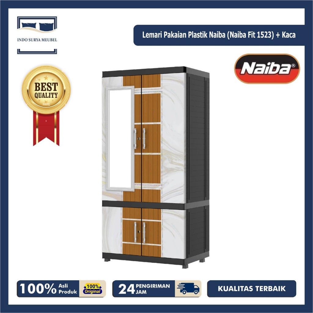 Lemari Pakaian Plastik Naiba (Naiba Fit 1523) + Kaca