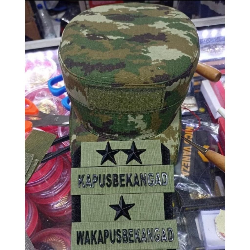 Topi PDL TNI Terbaru Topi komando baru +pangkat bintang 1/2/3 logam & nama akrilik timbul exclusive