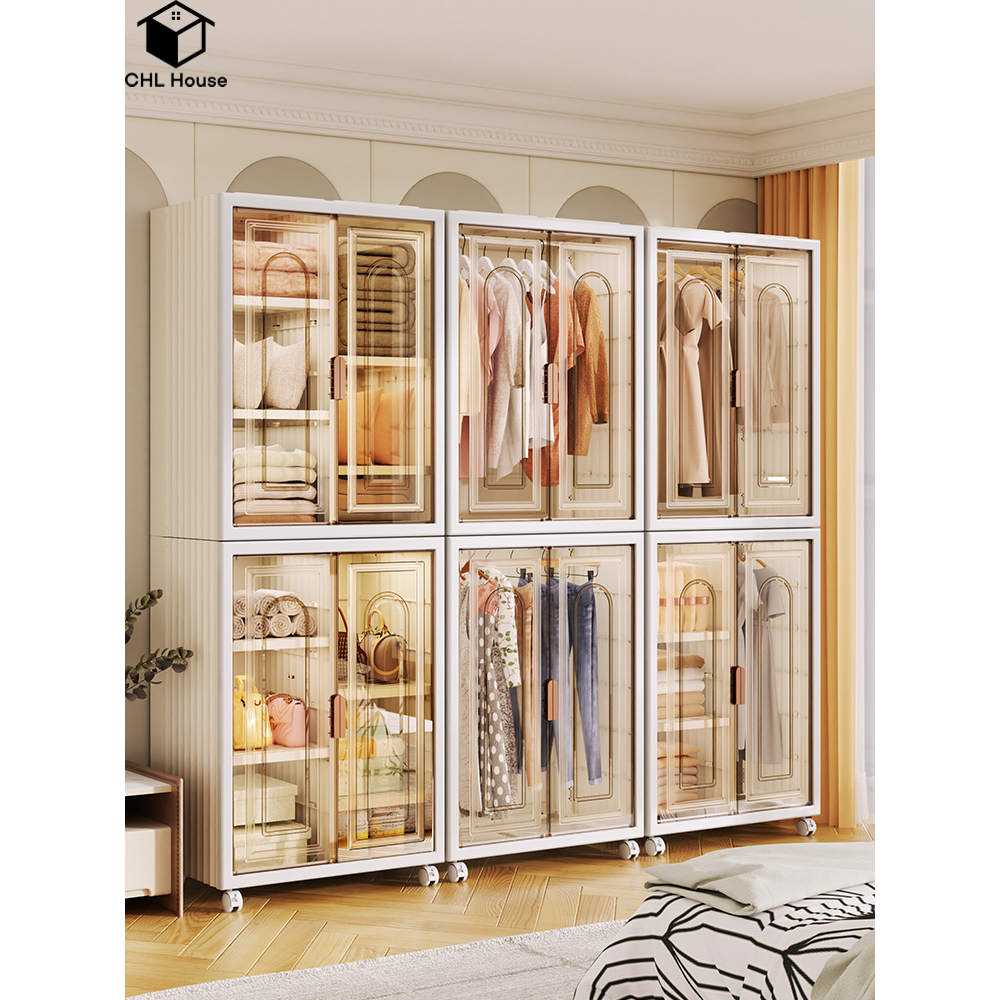 CHL House lemari pakaian plastik jumbo lemari baju gantung lemari pakaian plastik Tahan lembab lemar