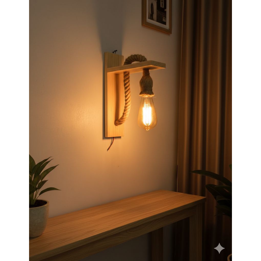 lampu hias dinding kayu caffe, teras