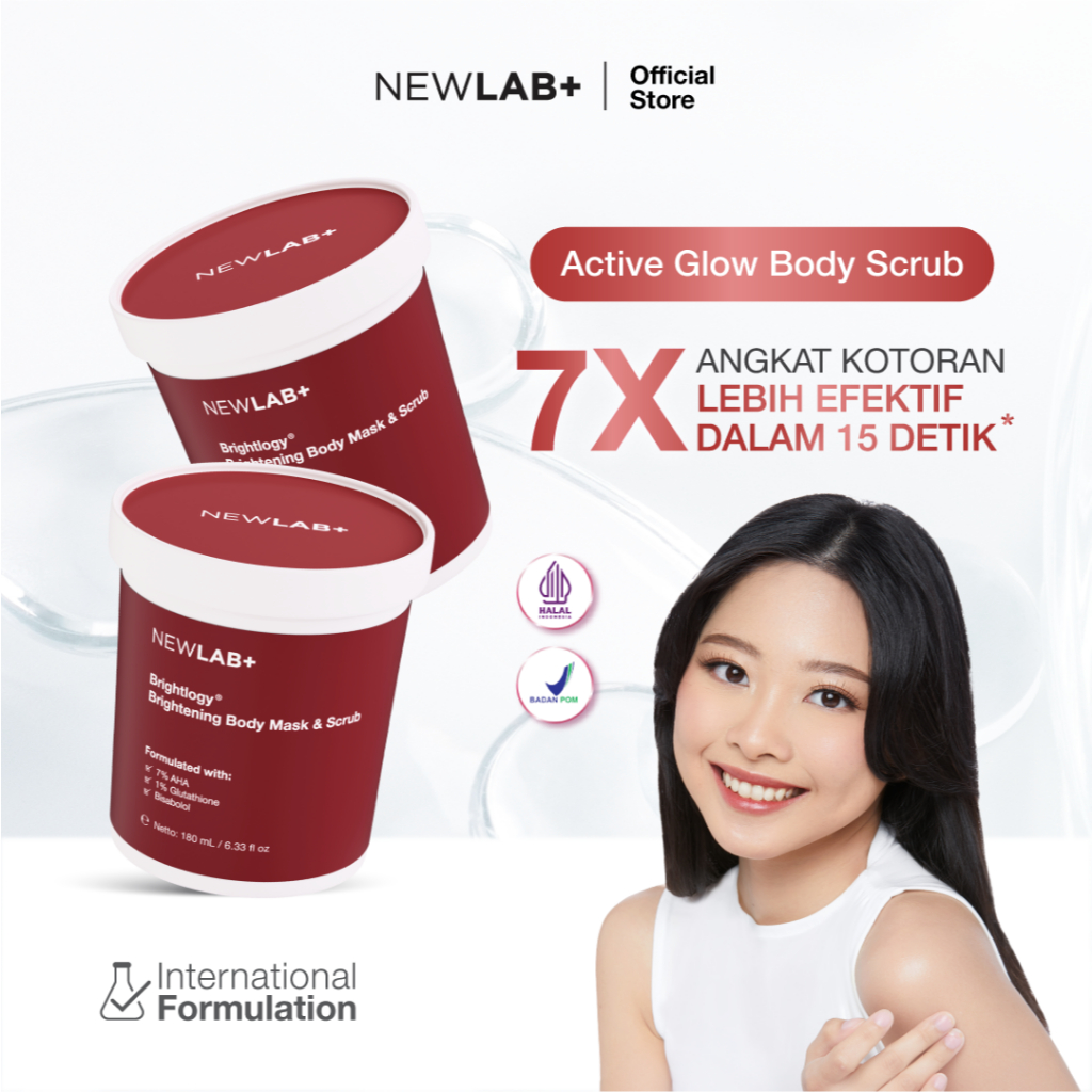 NEWLAB Paket 2 Jar Brightlogy Body Mask & Scrub | Body Scrub untuk Memutihkan | Scrub Badan | Exfoli