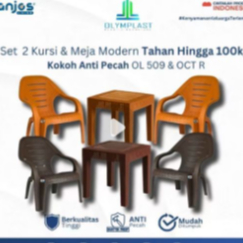 HOMELIVING - SET MEJA DAN KURSI TERAS OLYMPLAST - SET MEJA KURSI TERAS PLASTIK