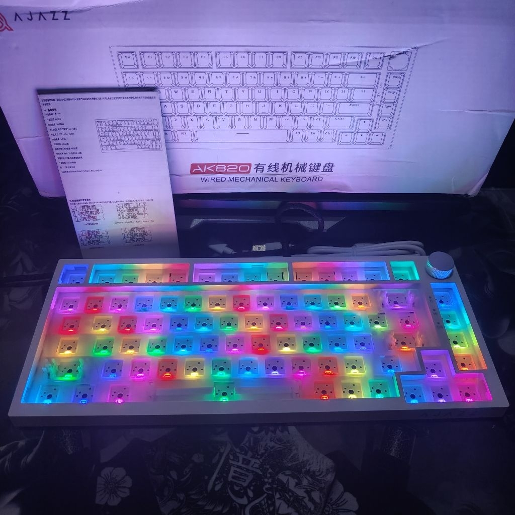 Barebone Ajazz Ak820 GTS 75% Gasket Mounted Mechanical Keyboard - White