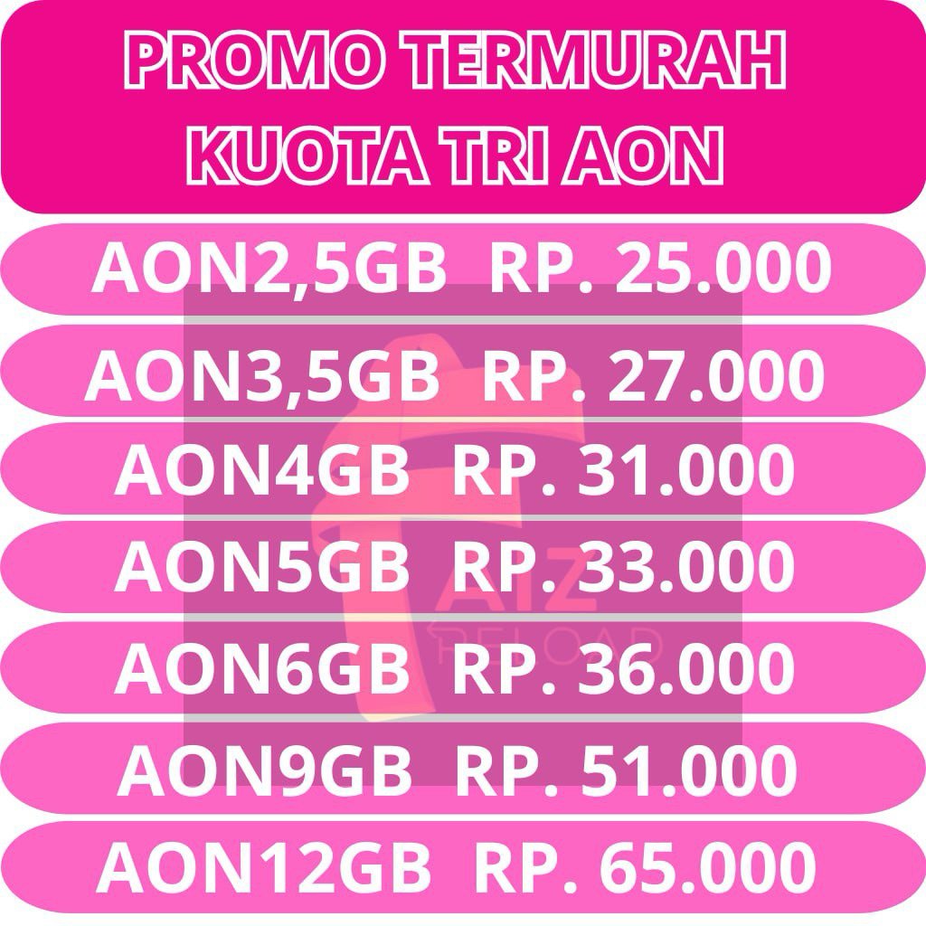 Promo Kuota Tri Aon || AlwaysOn || Masa Aktif Mengikuti Masa Aktif Kartu