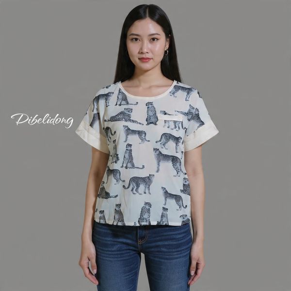 Baju pendek wanita motif macan size M