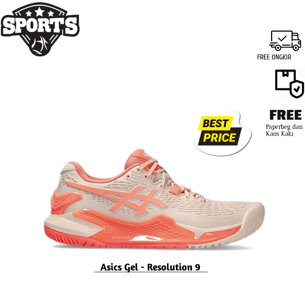 Sepatu Tenis / Padel Wanita Asics Gel - Resolution 9 Perl Pink Sun Corall Original