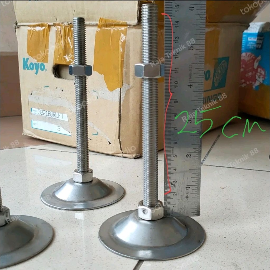 kaki meja m12 x 250 stainless 304 m12/ foot adjuster stainless m12x250 / adjuster m12x250 stainless 