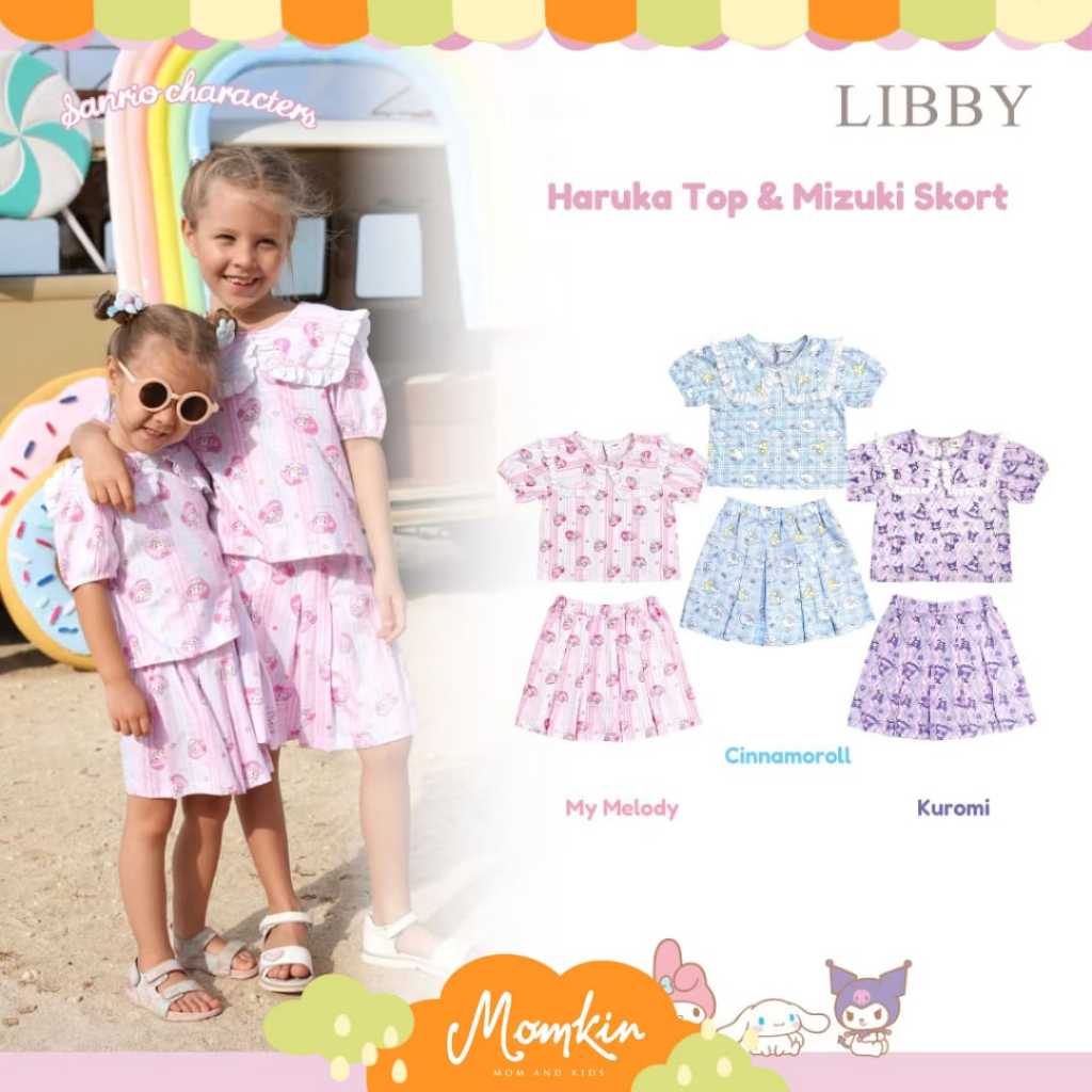 MOMKIN - LIBBY BABY - HARUKA TOP & MIZUKI SHORT SANRIO SERIES - SETELAN ANAK PEREMPUAN