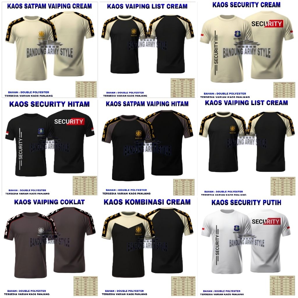 KAOS SATPAM / BAJU OBLONG SATPAM / KAOS PENDEK SATPAM / KAOS PANJANG BUSA SATPAM / KAOS SECURITY