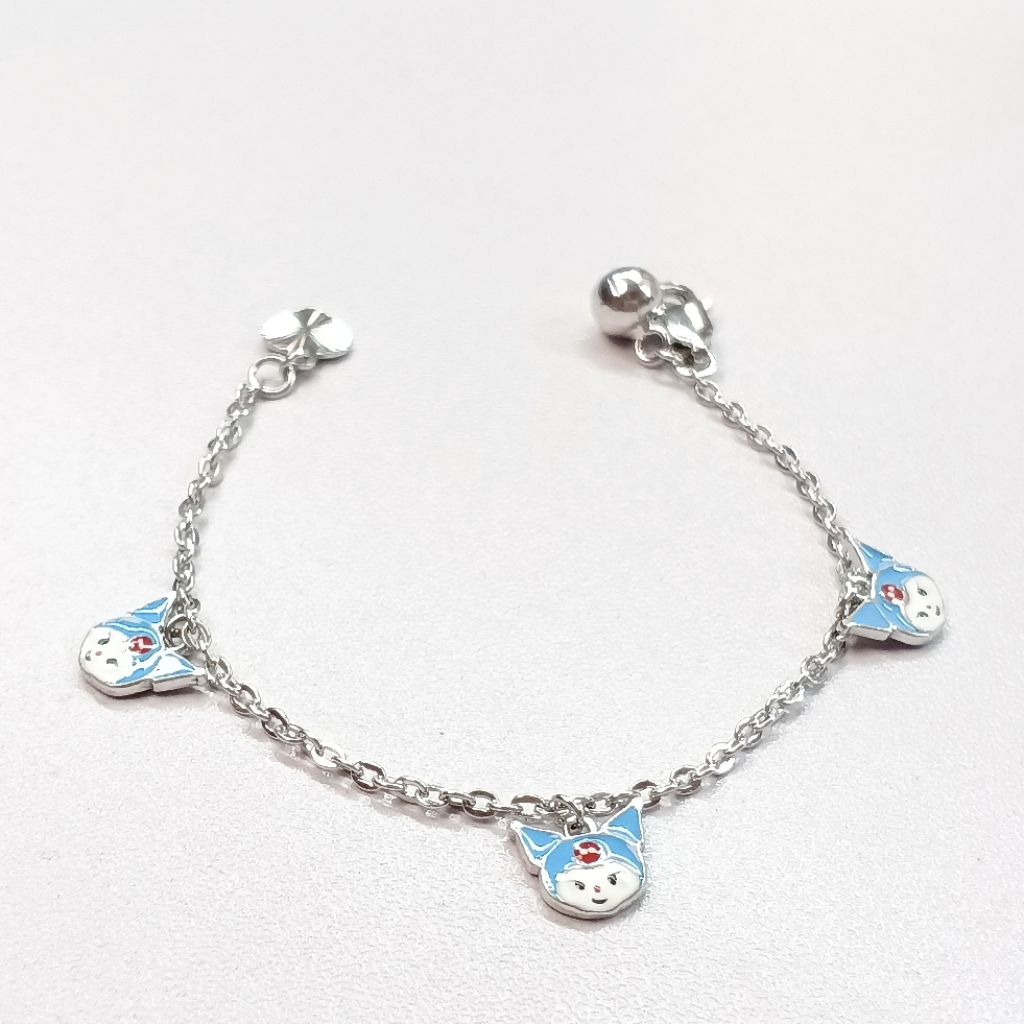 Gelang Rantai Anak Model Karakter Perak Asli Silver 99/925 Lapis Emas Putih/Gelang Anak/Gelang Ranta