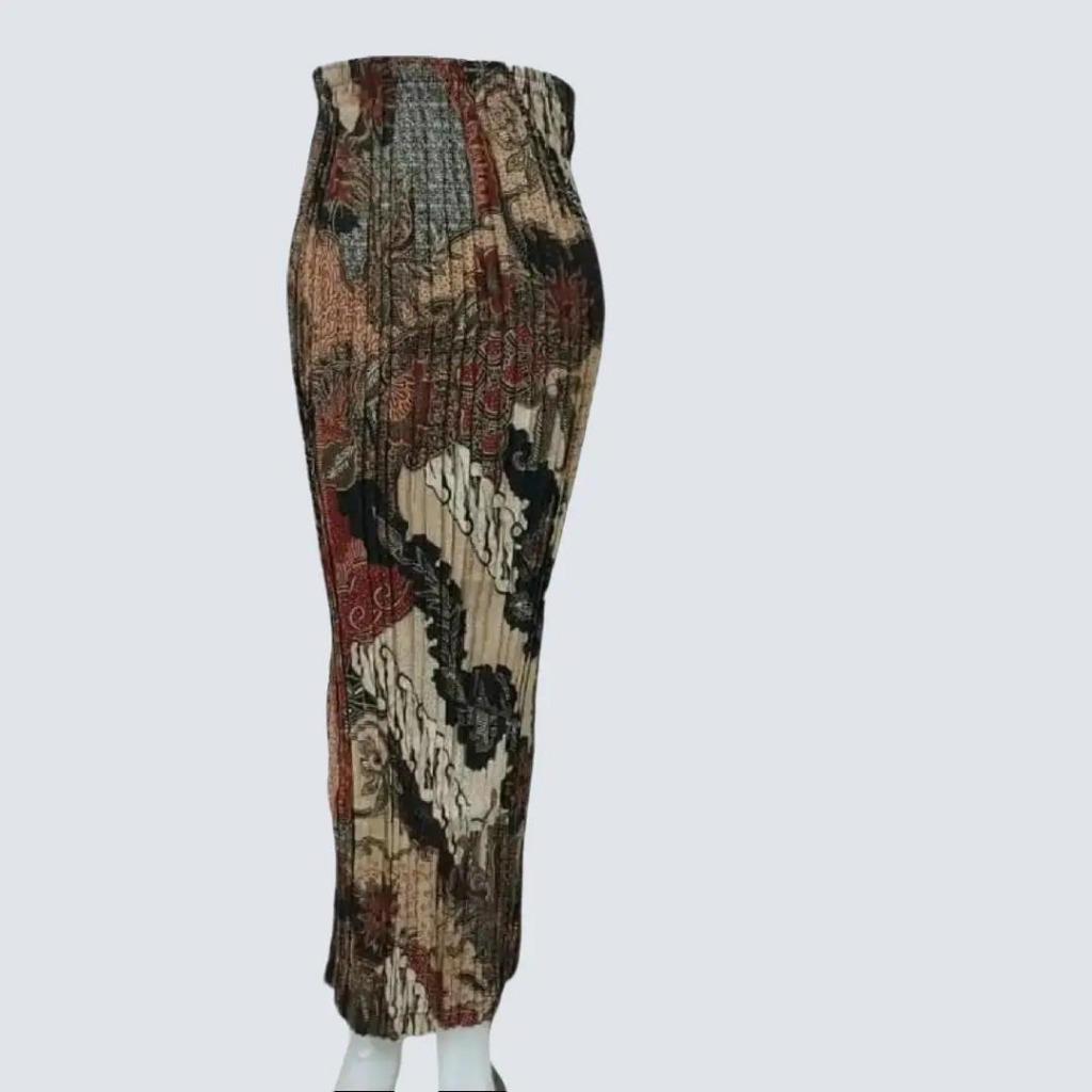 Rok Batik Wanita Model Plisket Bahan Semi Sutra Silky Motif 0038