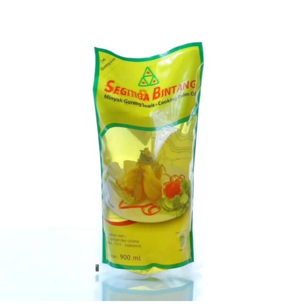 minyak goreng segitiga bintang standing pouch 900ml(exp 2027 PRODUK ORIGINAL)