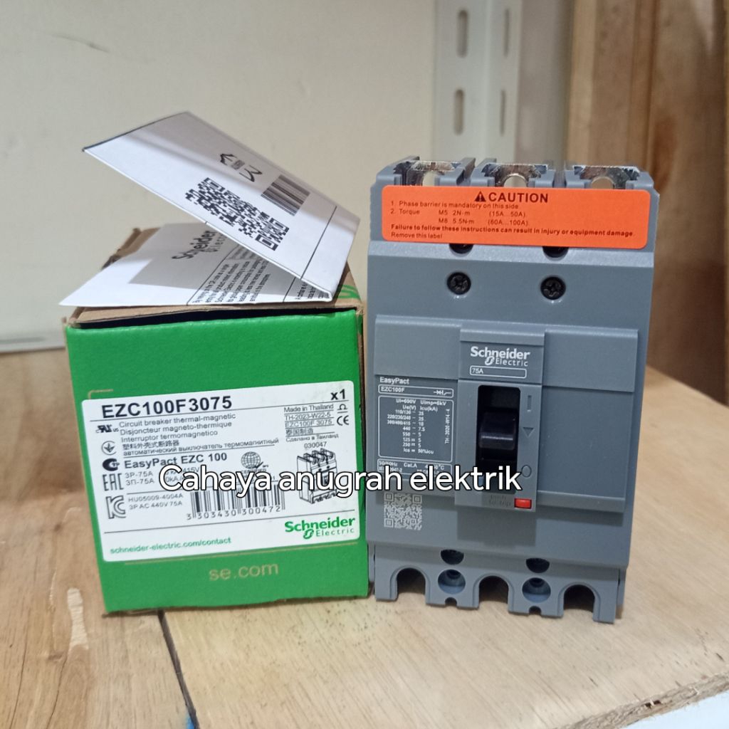 MCCB EZC100F SCHNEIDER 75A 3P MCCB/NFB 75 AMPERE 3POLE ORIGINAL