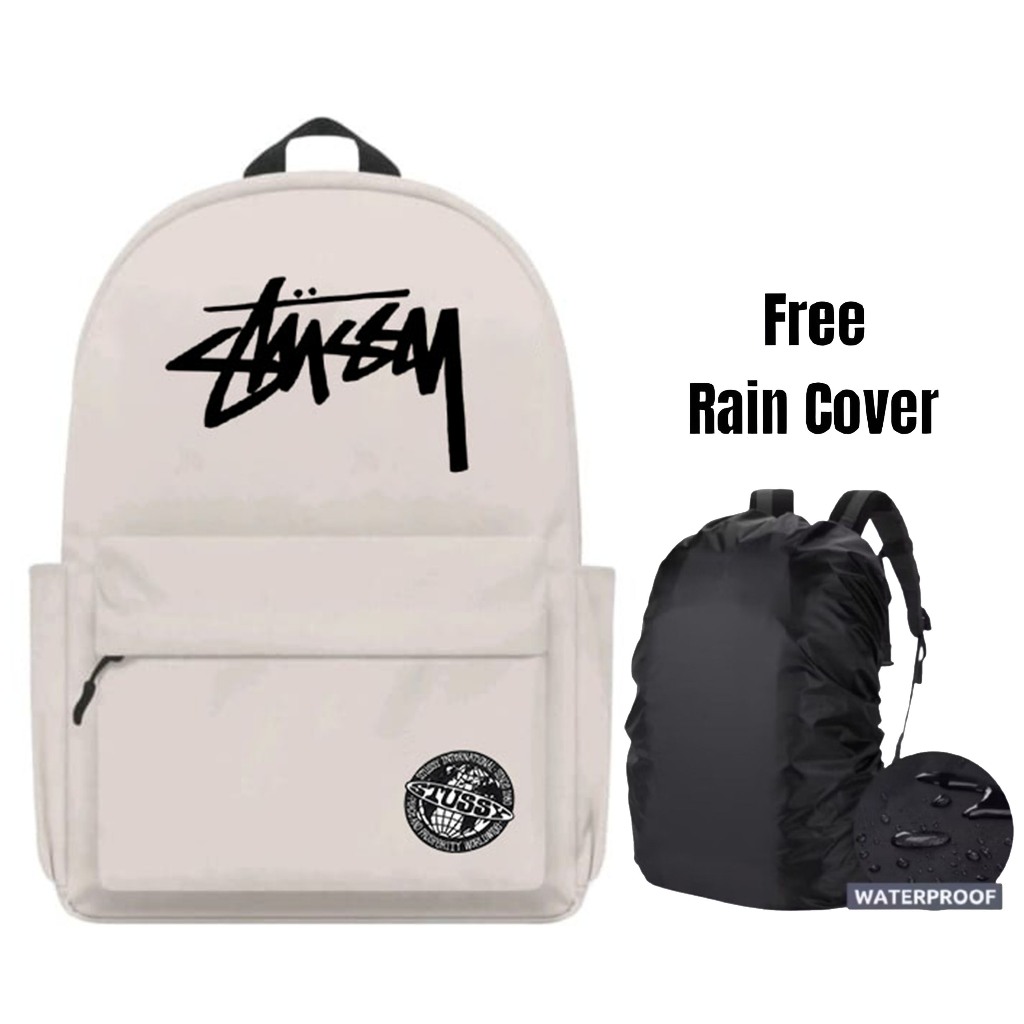 Tas Ransel Pria Wanita Casual Tas Gendong Terbaru Motif Logo Stussy Kece Kekinian Terlaris