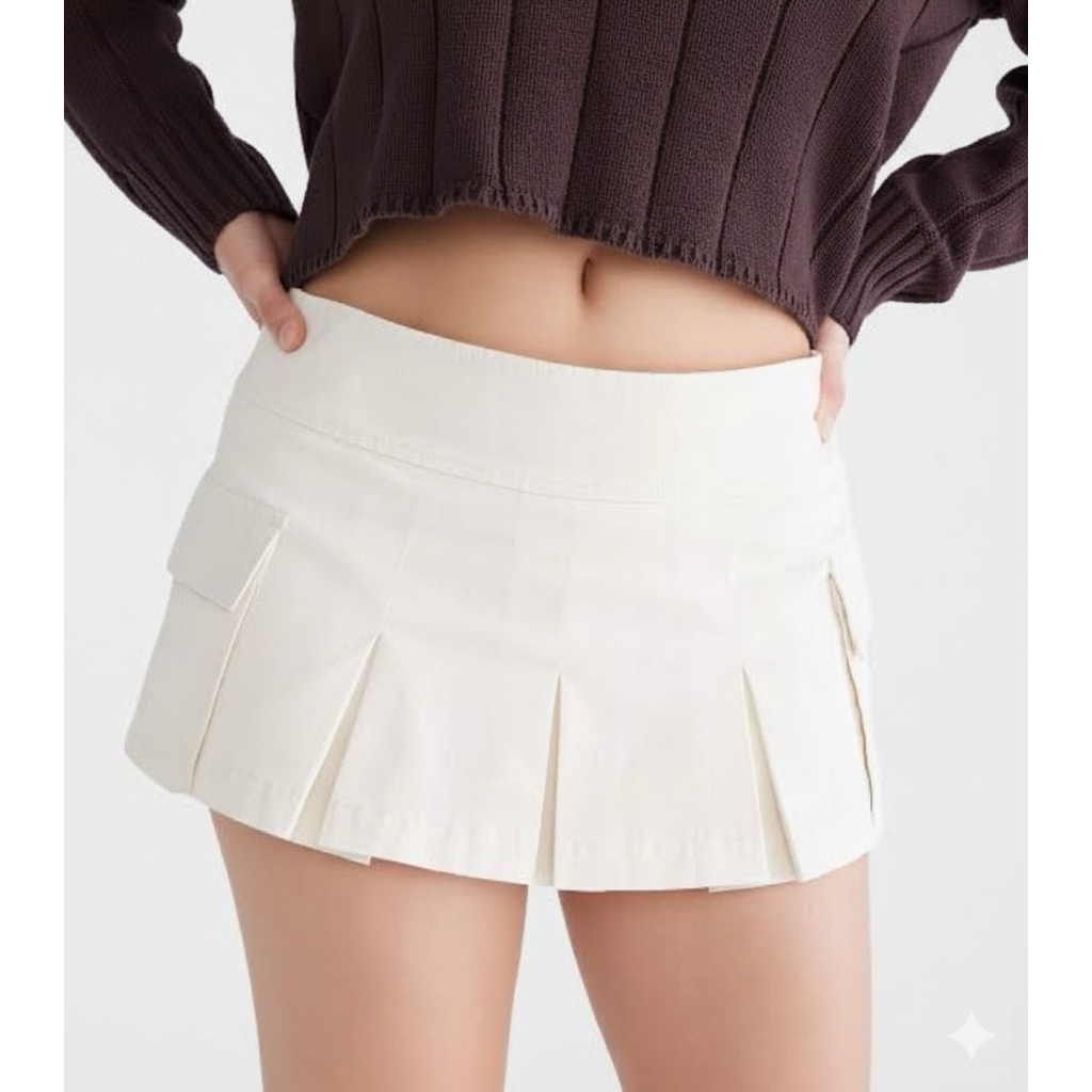 ROKCEL ROK CELANA WANITA LOW-RISE PLEATED CARGO MINI SKORT AEROPOSTALE