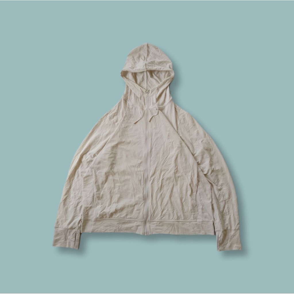 Uniquesport - Jaket Olahraga Running Uniqlo AIRism UV Cut Odor Control Recycled Polyester Putih Seco