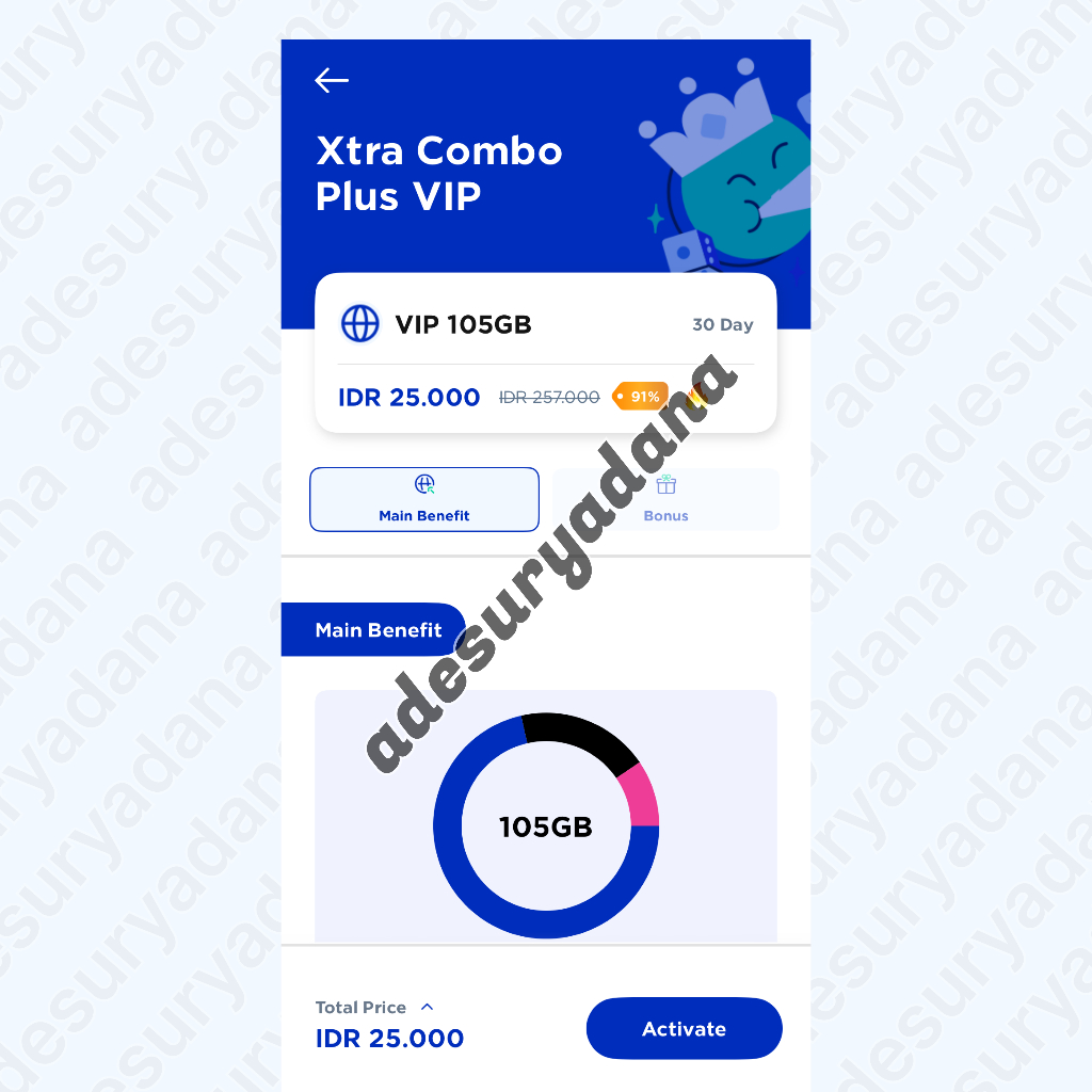 Kartu XL Xtra Combo VIP Plus Diskon 90% Murah